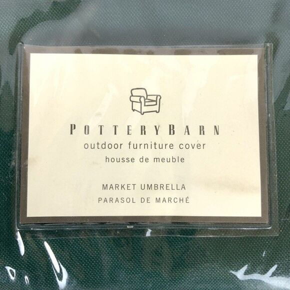 Pottery Barn Outdoor Furniture Cover Market Umbrella Dark Green Polyester New - Picture 2 of 4